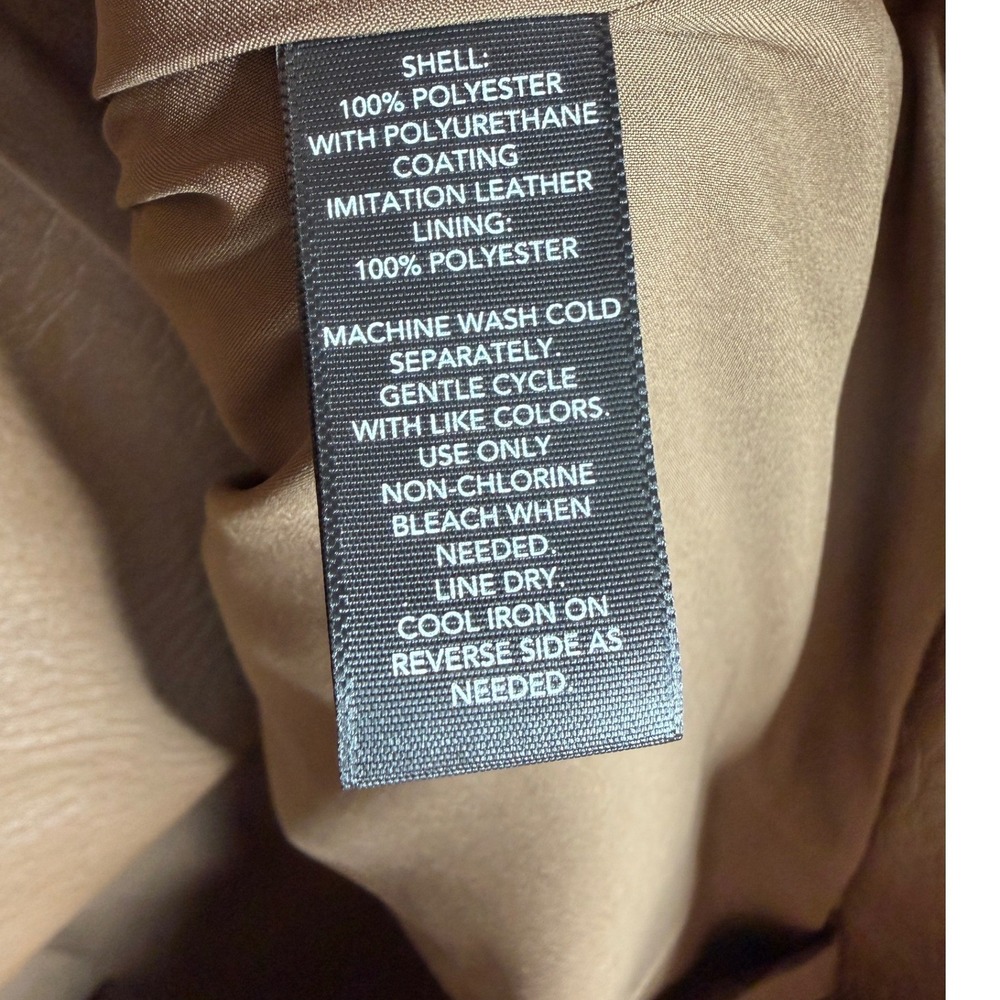 New Ashley Graham Faux Leather Midweight Moto Jacket size 5X Light Brown - Picture 3 of 9